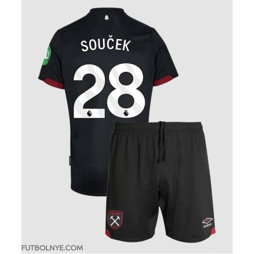 Camiseta West Ham United Tomas Soucek #28 Visitante Equipación para niños 2024-25 manga corta (+ pantalones cortos)